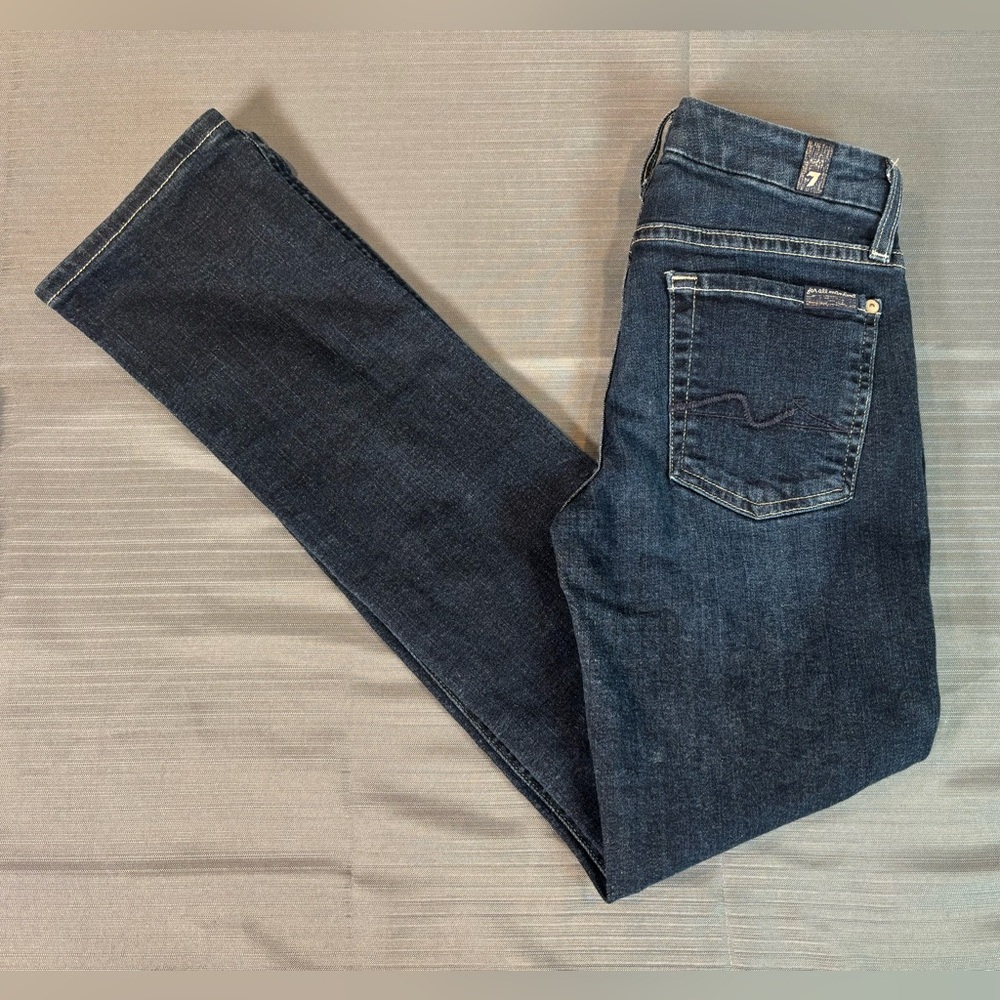 7 For All Mankind Dark Blue Straight Leg Jeans